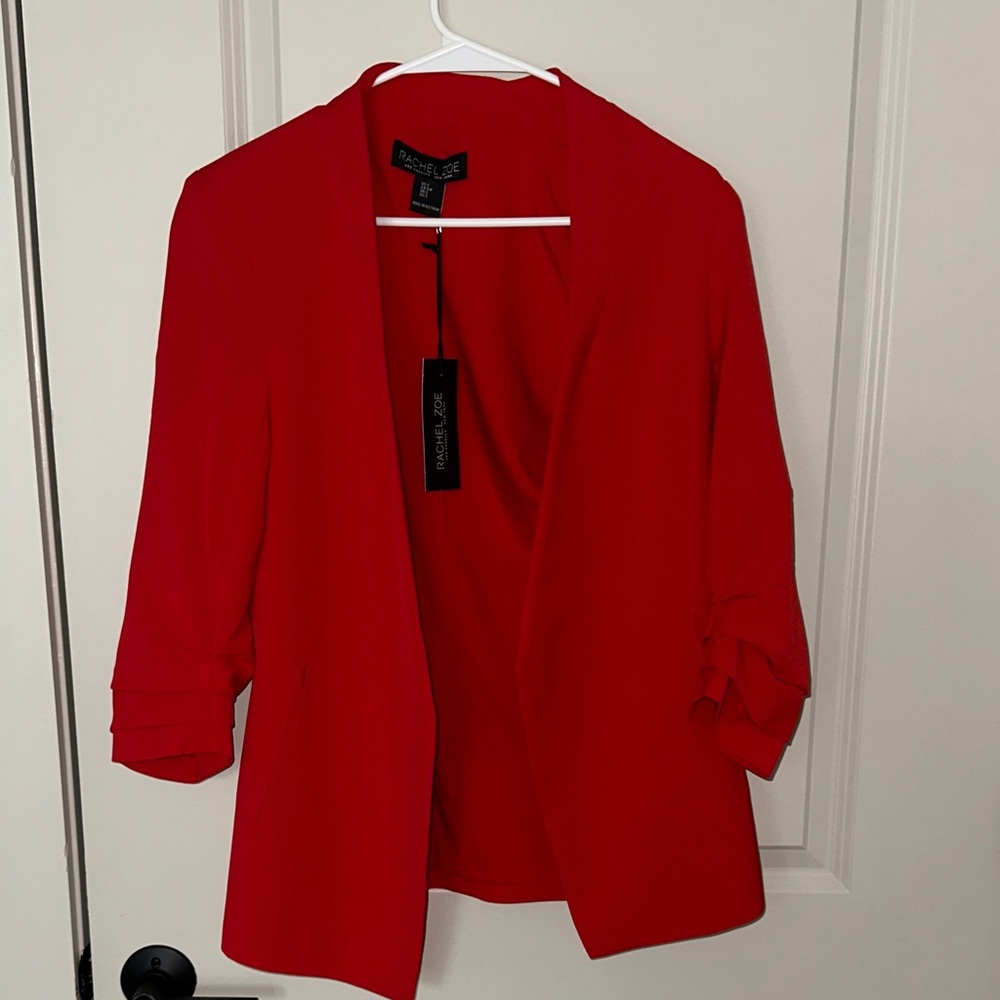 Rachel Zoe Vibrant Red Open-Front Blazer